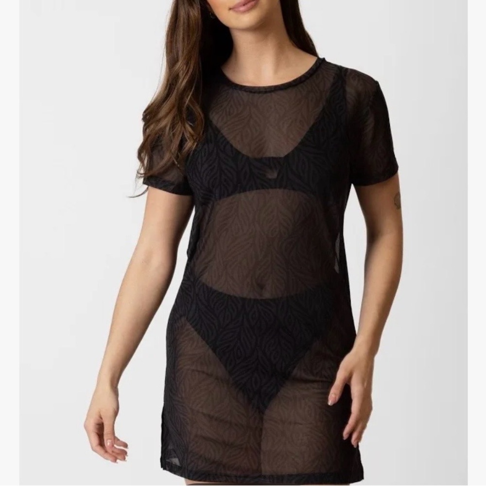 ARITZIA Wilfred Free Pontes Mesh T-Shirt Dress Whimsigoth Y2K Sheer Midi Size S